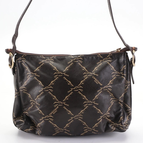 Printed brown leather Longchamp bag - Picture 3 of 11